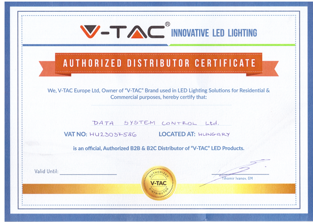 V-TAC Data System Certificate